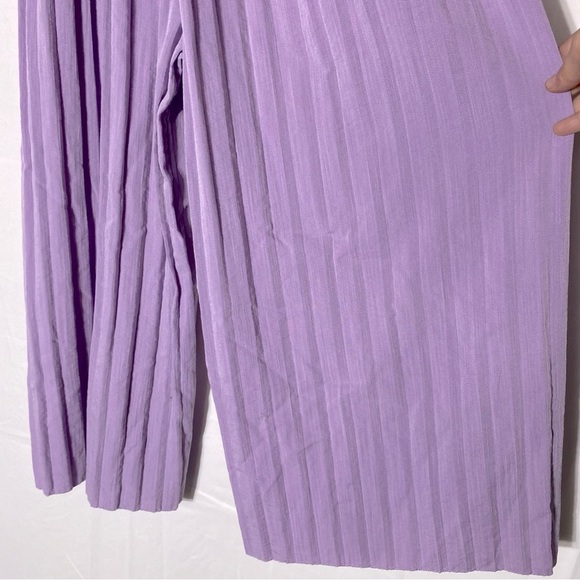 Women’s Lilac Purple Wide Pleated Leg Jumpsuit With Puff Sleeves S - Picture 12 of 16